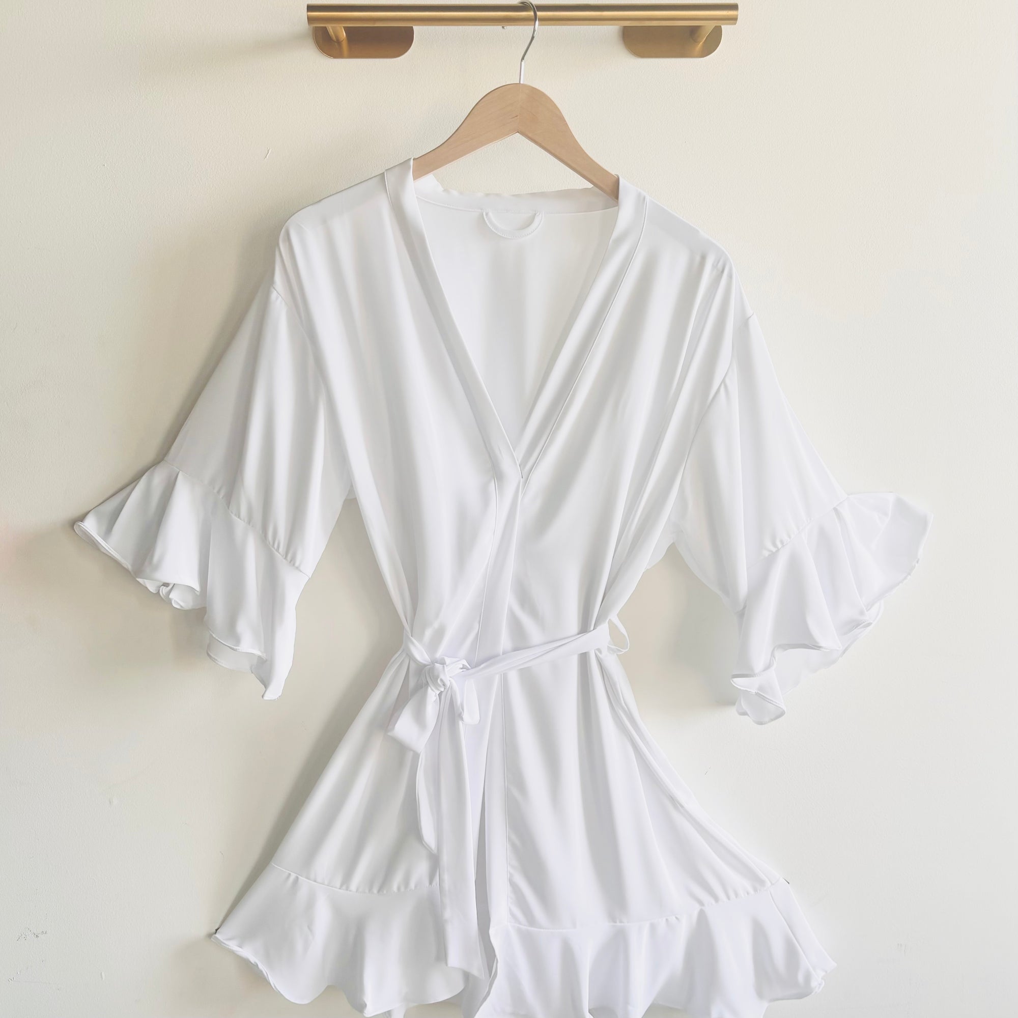 Satin Chiffon Robe | White