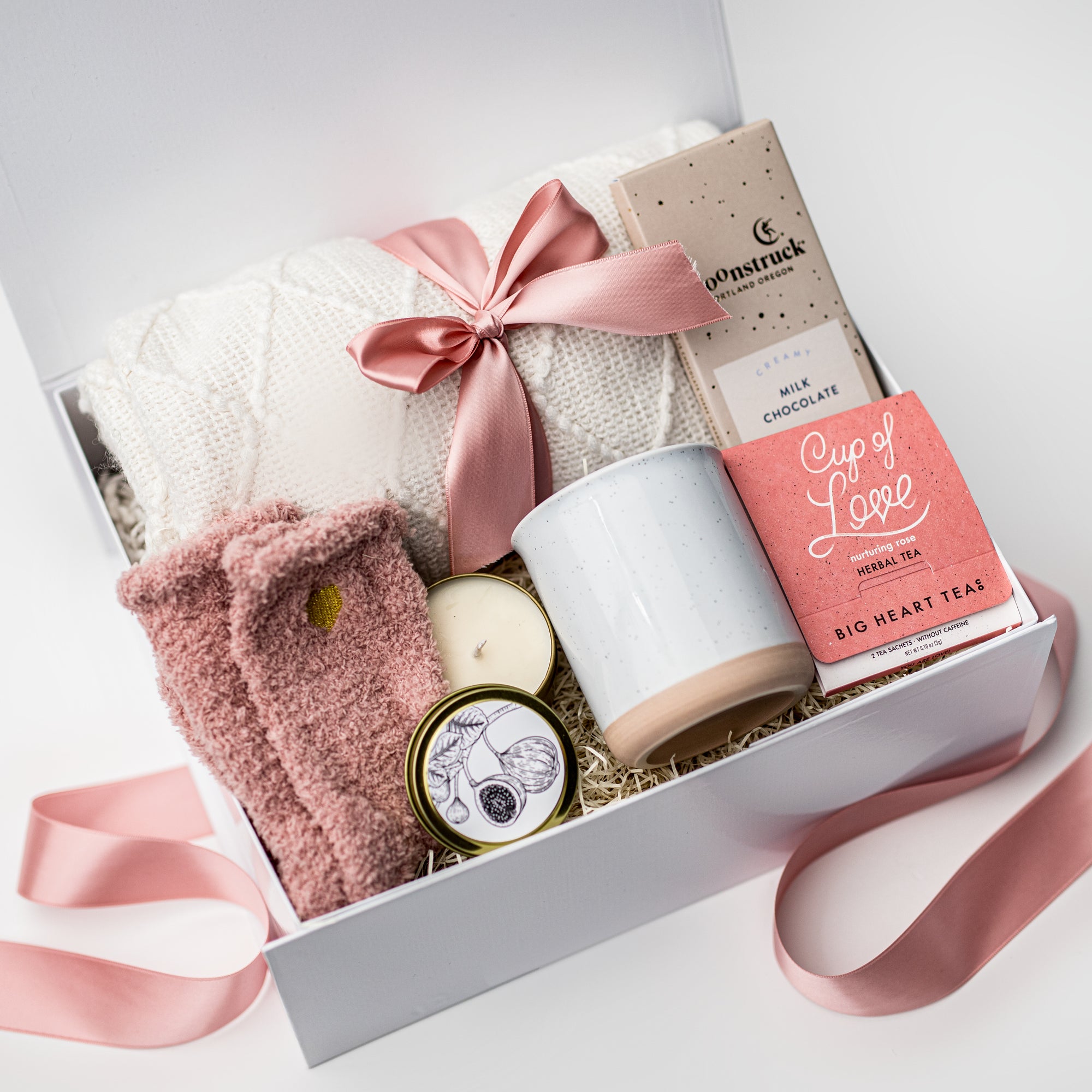 Cup of Love Blanket and Tea Curated Gift Box, Gifts for Her