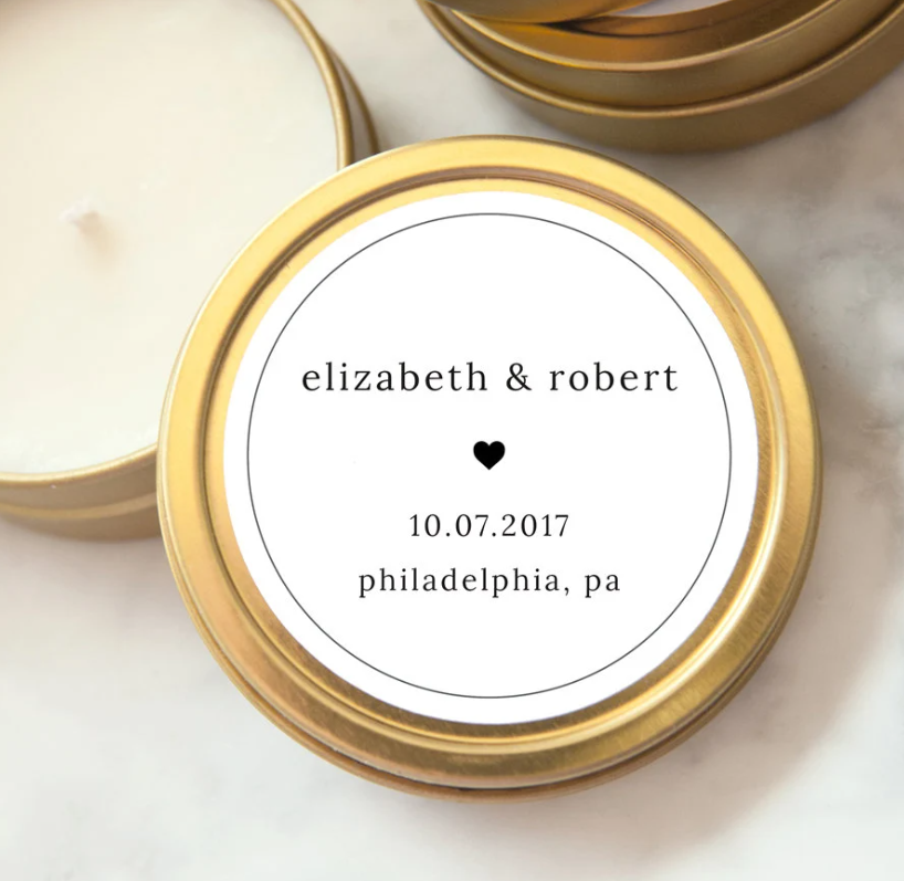 Custom Wedding Favor Candle - Minimal Heart