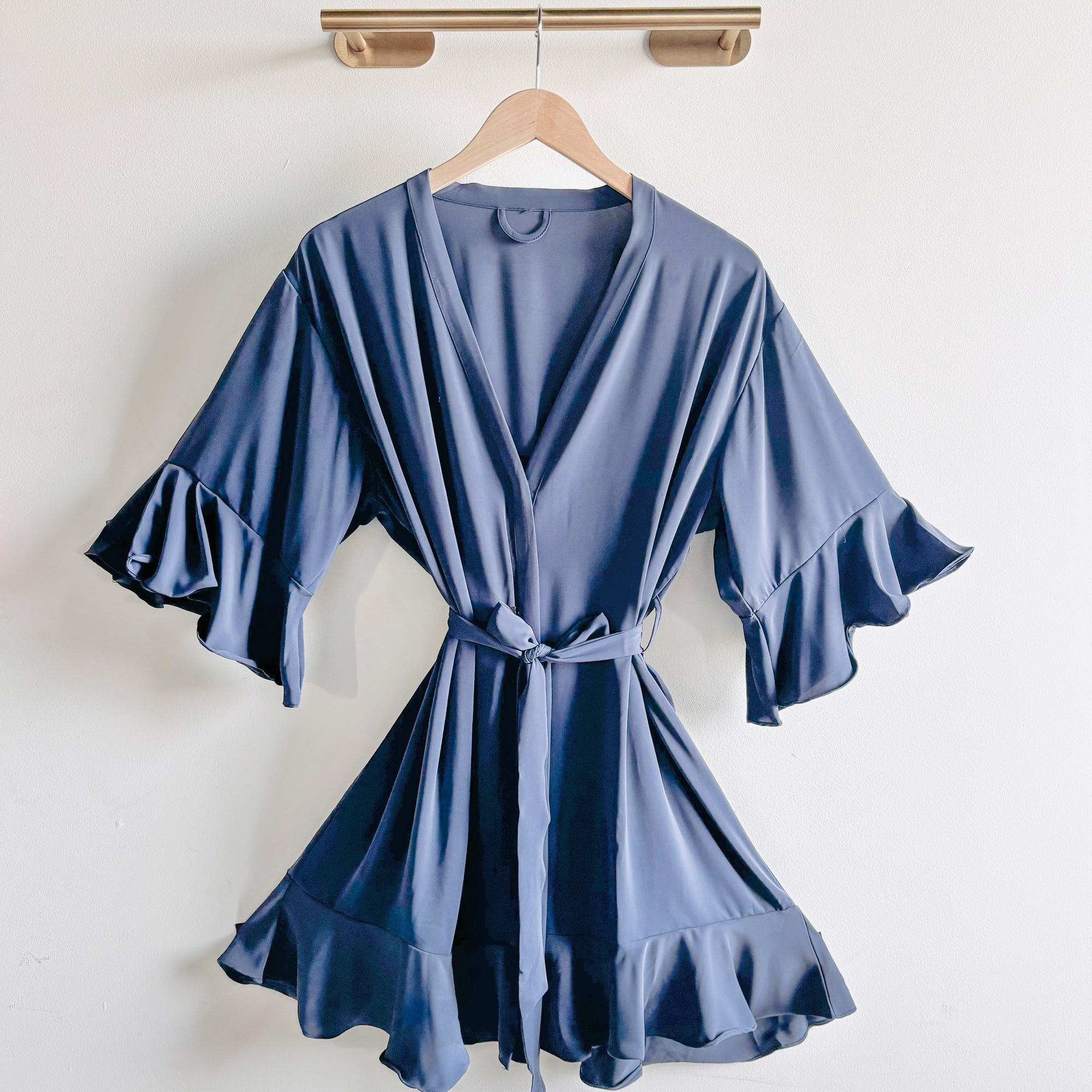 Satin Chiffon Robe | Navy