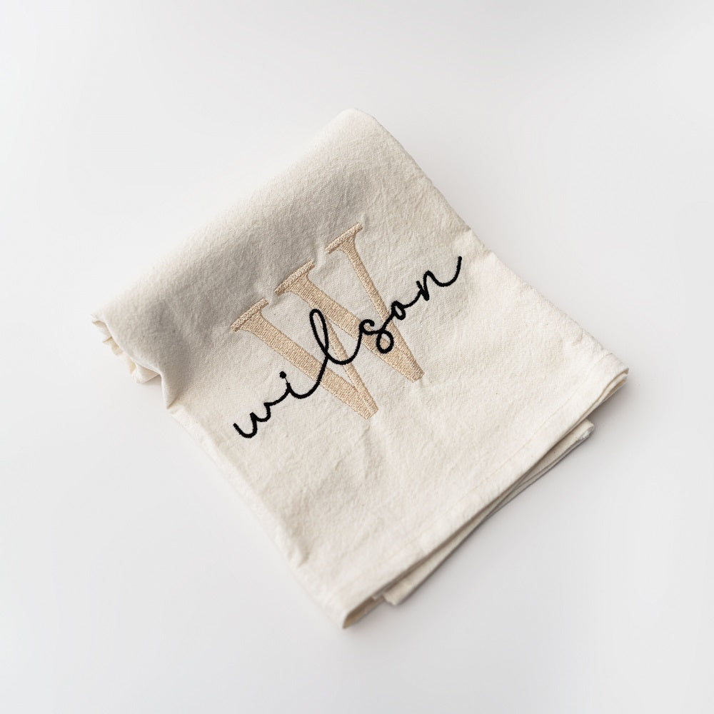 Custom Name Embroidered Tea Towel