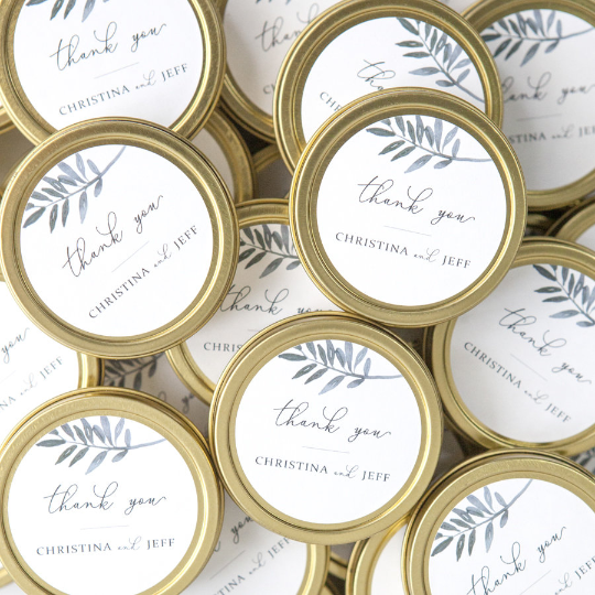 Custom Wedding Favor Candle - Botanical Thank You