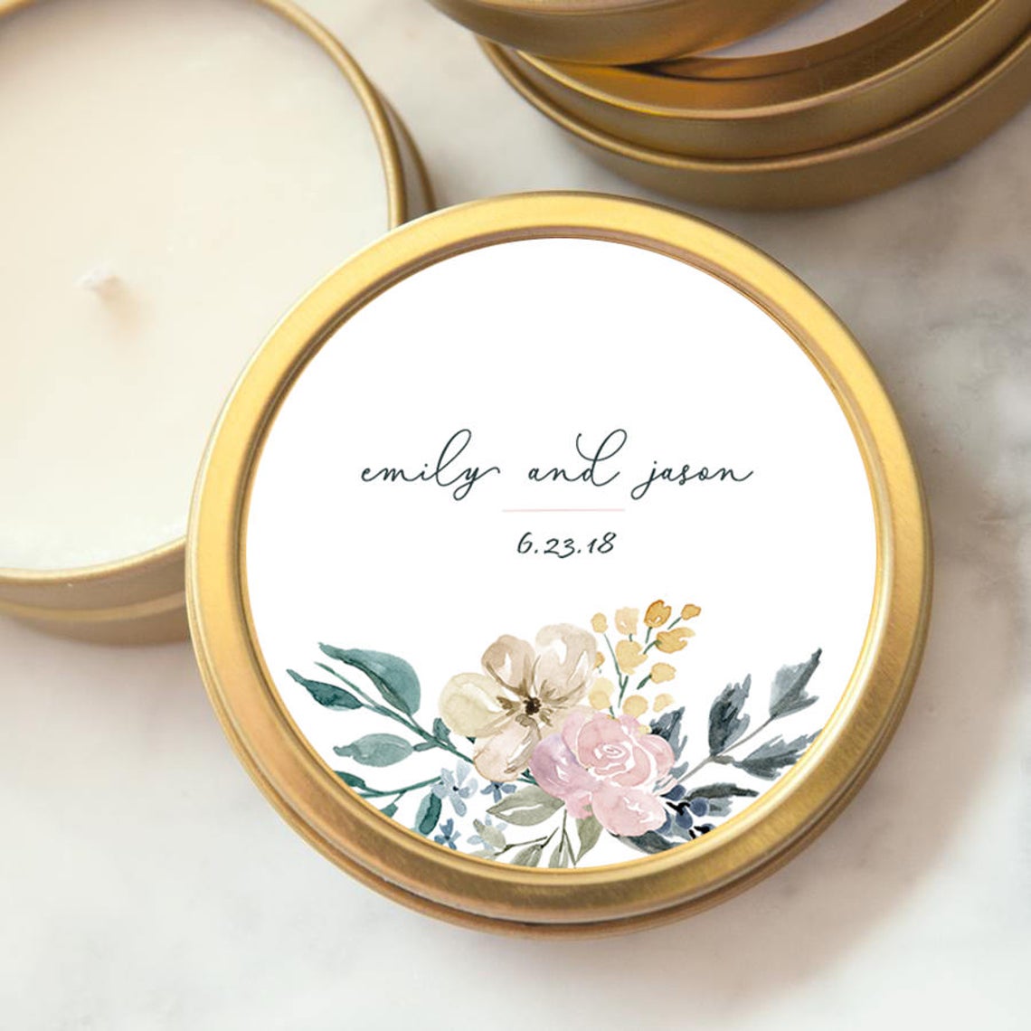 Custom Wedding Favor Candle - Emily