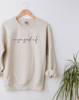 Custom Bride-to-Be Engagement or Bachelorette Sweatshirt with "engaged af" in lowercase script across chest.