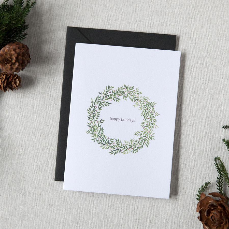 Happy Holidays Wreath Greeting Card