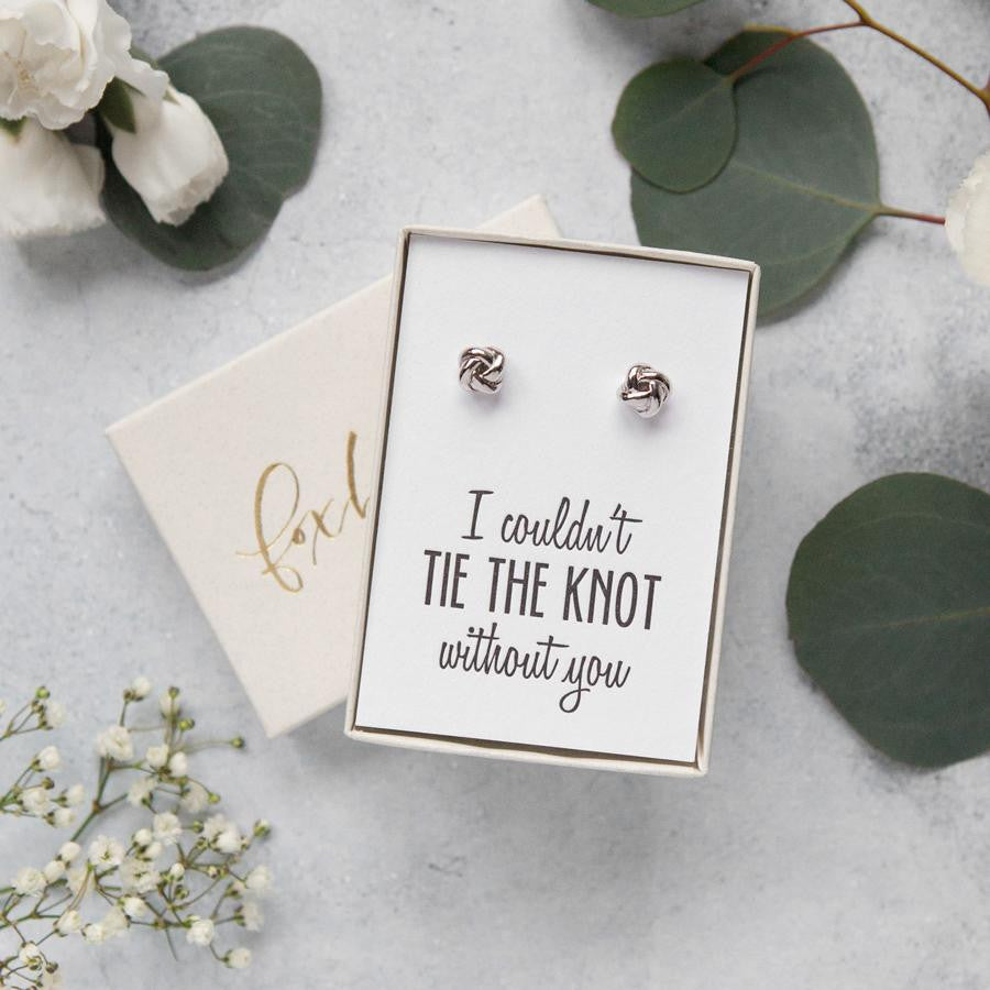 bridesmaid proposal ideas, tie the knot earrings, bridesmaid gifts, bridesmaid asking gifts, bridesmaid gift ideas, best bridesmaid jewelry, be my bridesmaid, will you be my maid of honor, bridesmaid thank you gifts