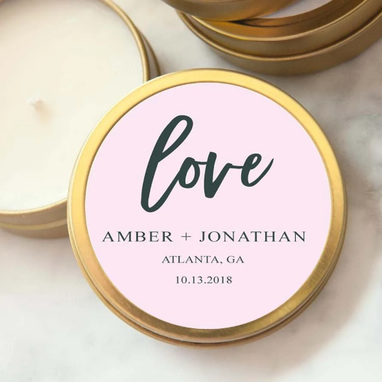 Custom Wedding Favor Candle - Love