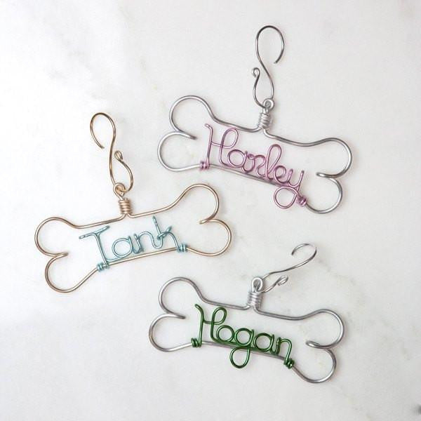 Personalized Dog Ornaments, holiday pet gifts, dog bone ornament, dog lover gifts, unique pet gift