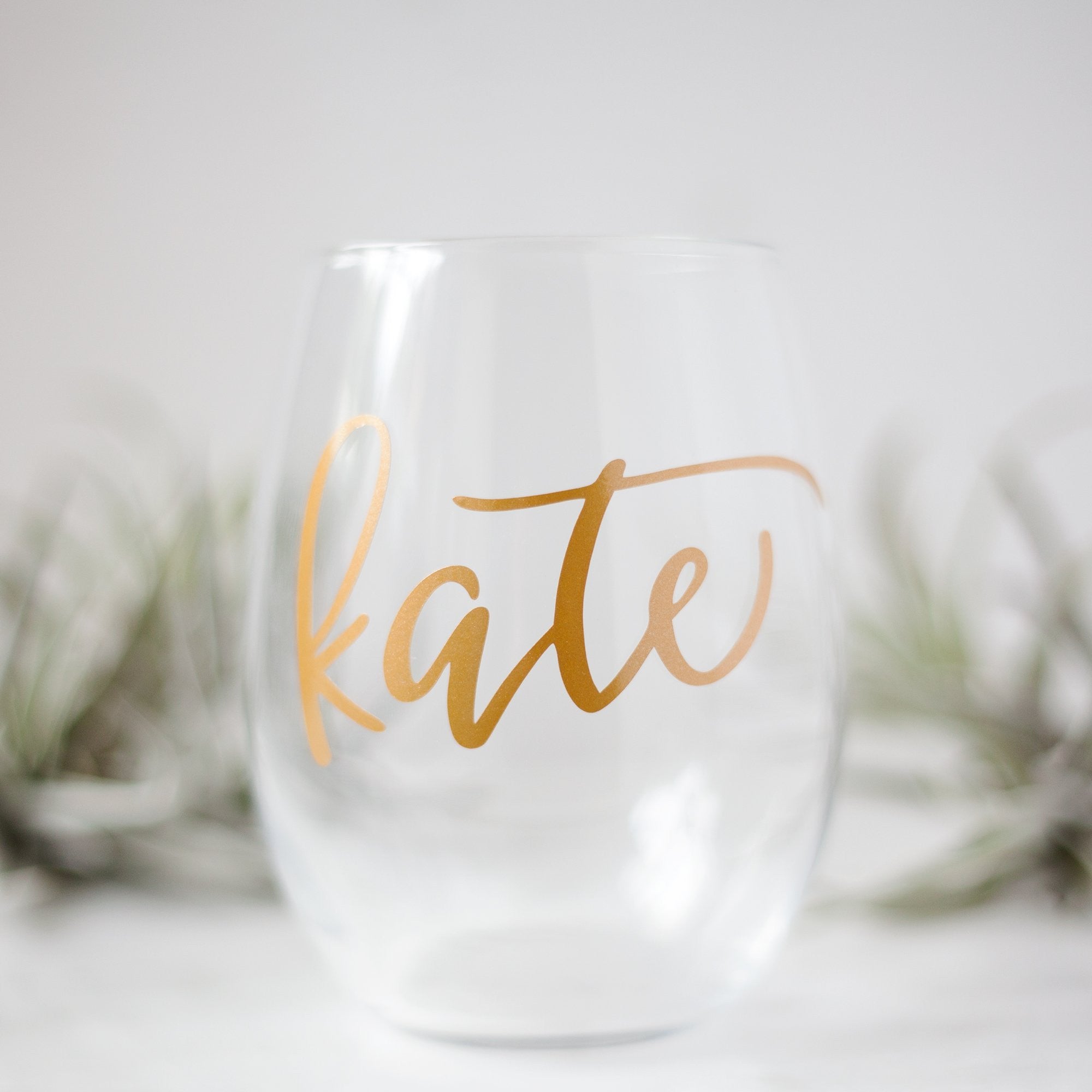 Personalized Vinyl Stemless Rose Champagne Flute